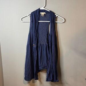 Belle Du Jour Blue Lace  sleeveless Cardigan